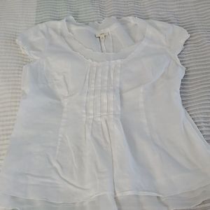 Womens Size 14 J.Jill White Linen/Cotton Mix Shirt